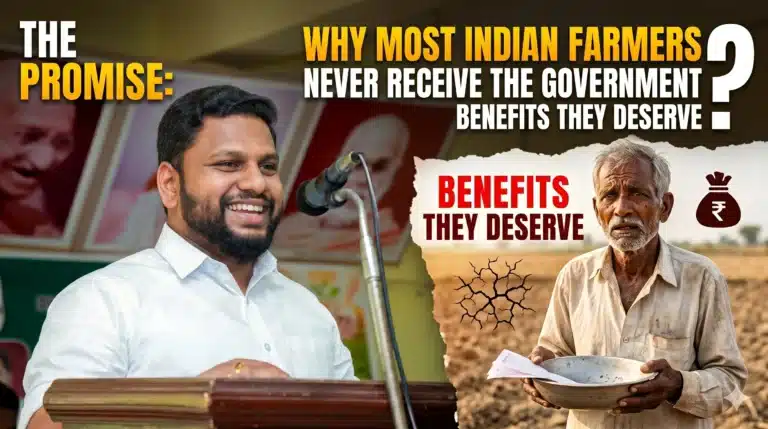 Indian farmers learning about government schemes through awareness programs